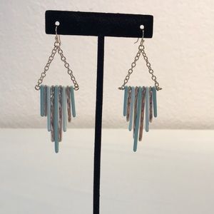 Gold Triangle Bar Dangle Earrings